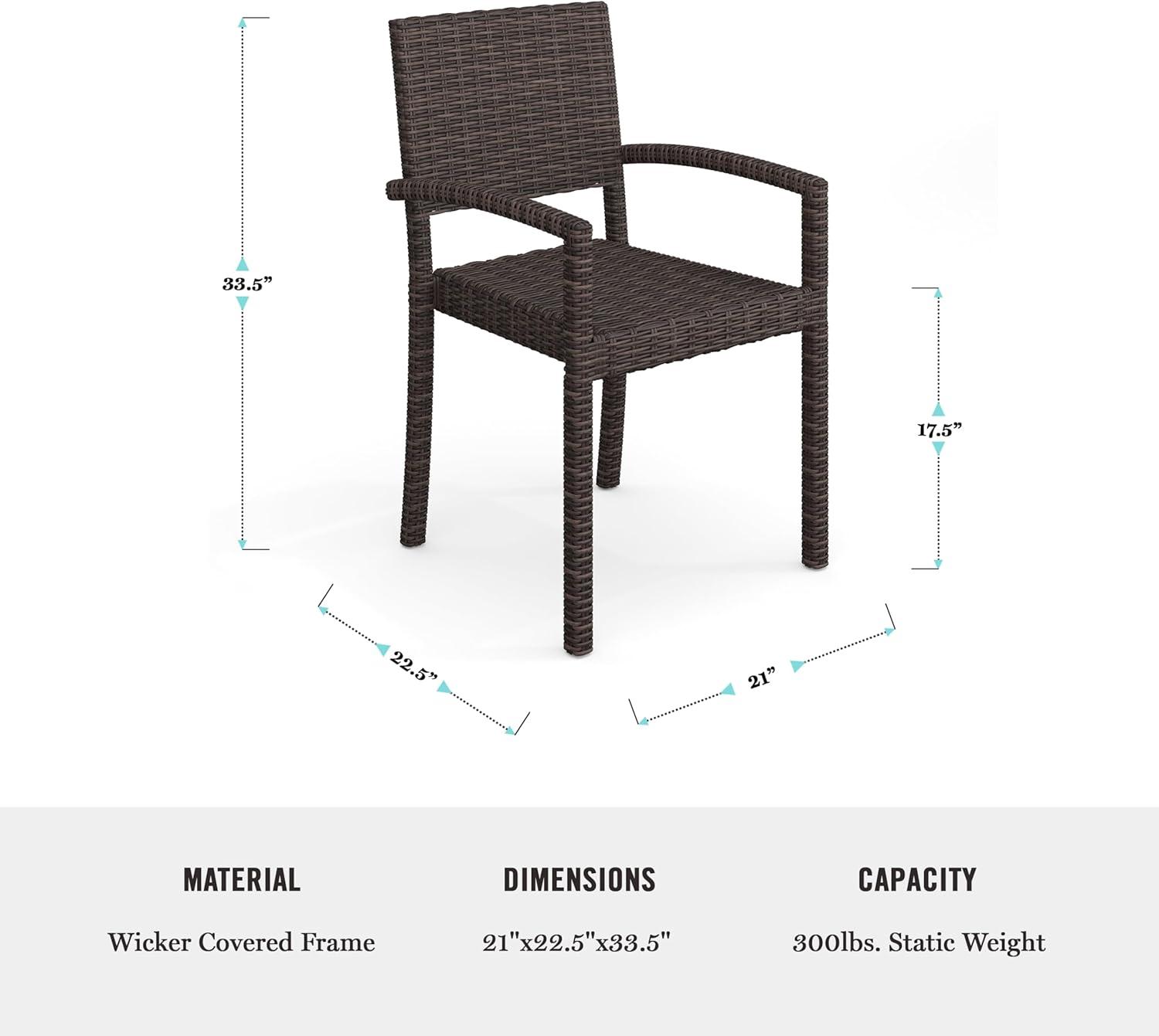 imageMartha Stewart Bedford IndoorOutdoor Stackable Patio Armchairs with Rattan Wicker Finish in Brown Set of 2Brown