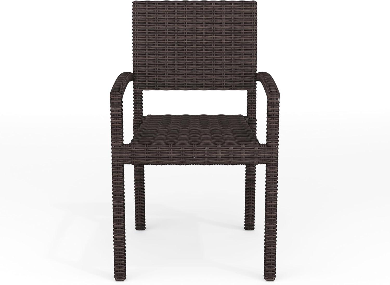 imageMartha Stewart Bedford IndoorOutdoor Stackable Patio Armchairs with Rattan Wicker Finish in Brown Set of 2Brown