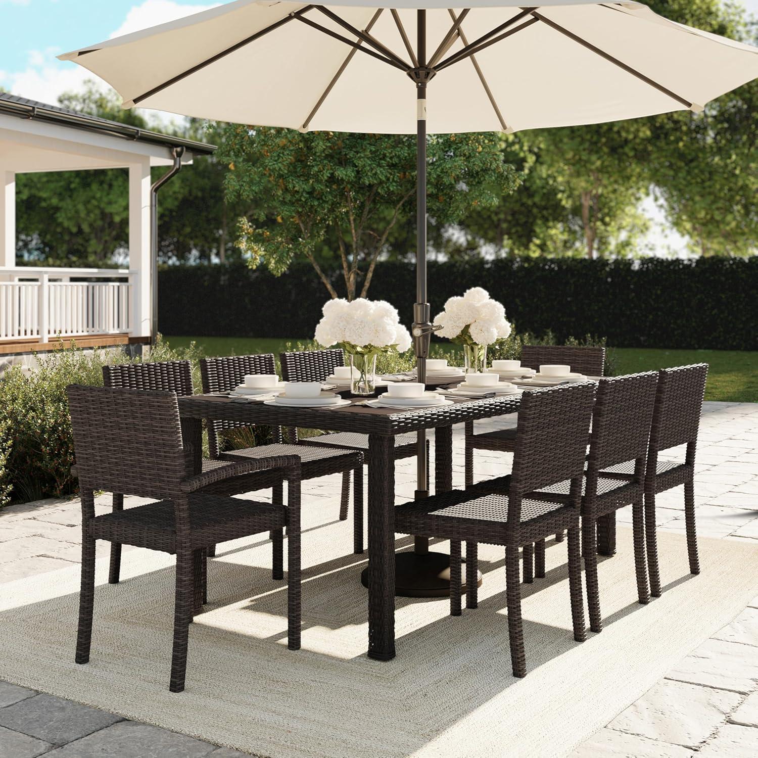 imageMartha Stewart Bedford IndoorOutdoor Stackable Patio Armchairs with Rattan Wicker Finish in Brown Set of 2Brown