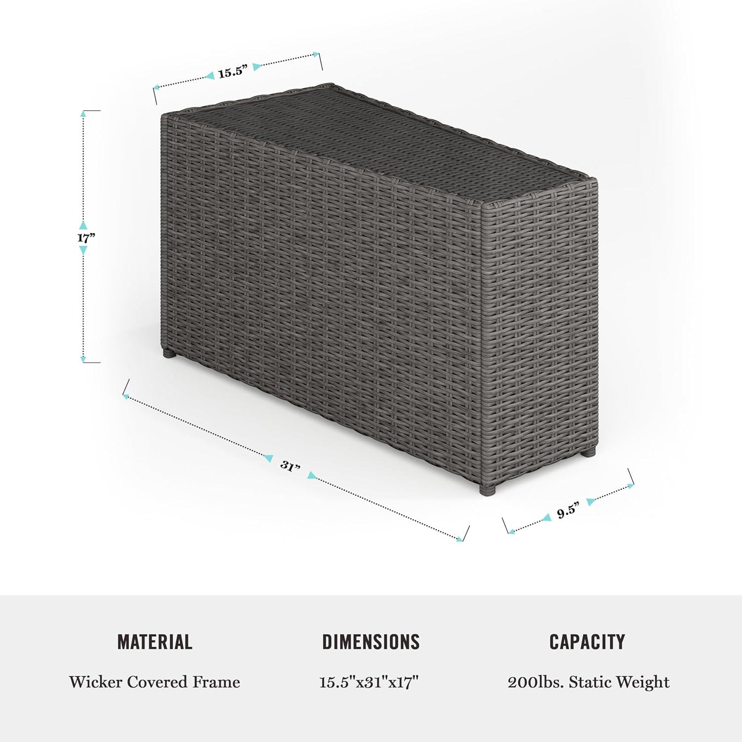 imageMartha Stewart Bedford IndoorOutdoor Tapered Patio Side Table with Inset Tempered Glass Top and Rattan Wicker Finish in GrayGrey