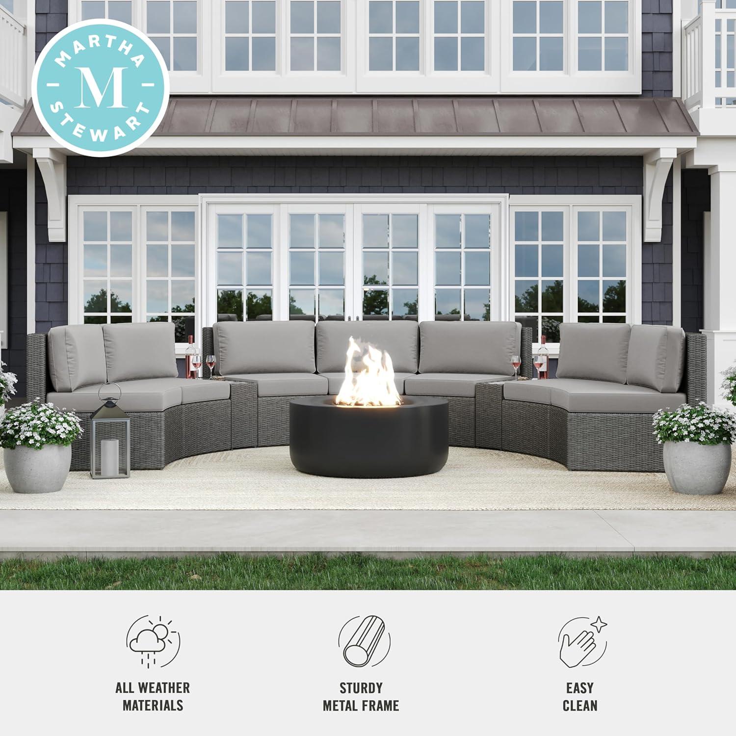 imageMartha Stewart Bedford IndoorOutdoor Tapered Patio Side Table with Inset Tempered Glass Top and Rattan Wicker Finish in GrayGrey