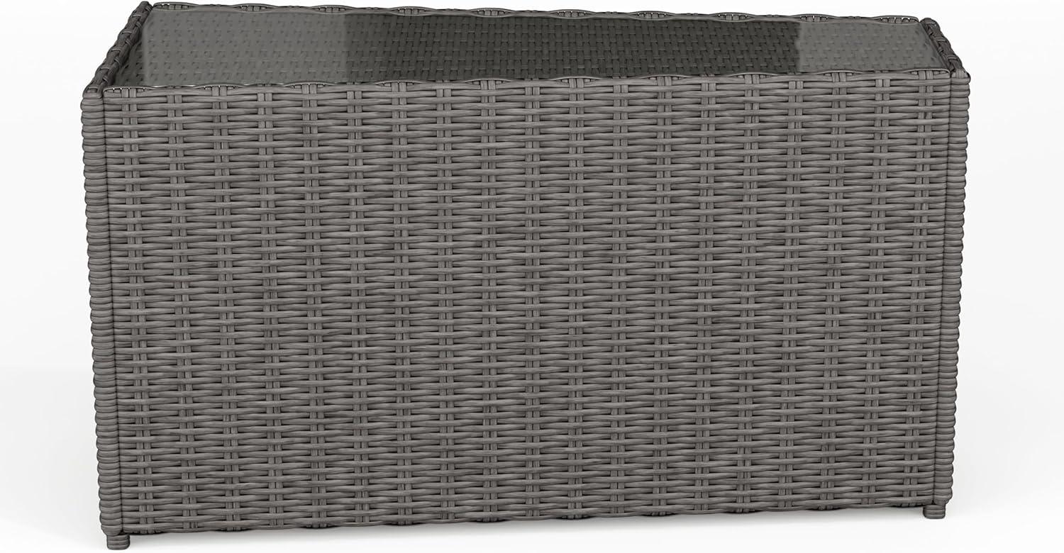 imageMartha Stewart Bedford IndoorOutdoor Tapered Patio Side Table with Inset Tempered Glass Top and Rattan Wicker Finish in GrayGrey