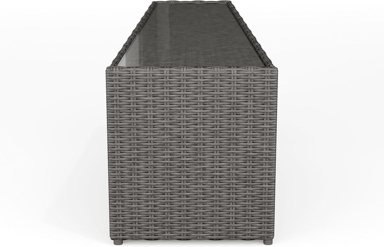 imageMartha Stewart Bedford IndoorOutdoor Tapered Patio Side Table with Inset Tempered Glass Top and Rattan Wicker Finish in GrayGrey