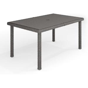 Martha Stewart Bedford 71″ Indoor-Outdoor Patio Table with Faux Wood Top and Rattan Wicker Finish in Brown(Grey)
