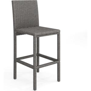 Martha Stewart Bedford Indoor-Outdoor Patio Bar Stools with Rattan Wicker Finish in Brown, Set of 2(Grey)