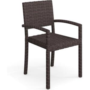 Martha Stewart Bedford Indoor-Outdoor Stackable Patio Armchairs with Rattan Wicker Finish in Brown, Set of 2(Brown)