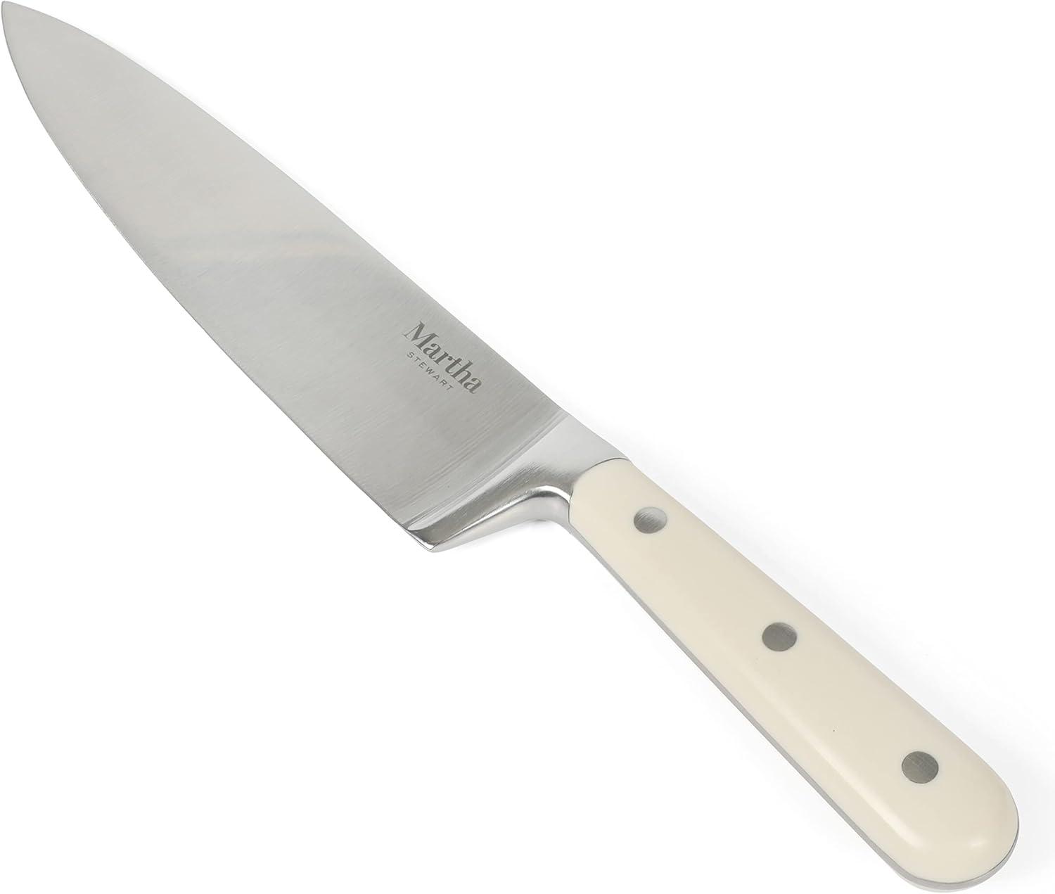 imageMartha Stewart 8 Inch Forged Triple Riveted Stainless Steel Chef Knife Martha BlueLinen Chefs Knife