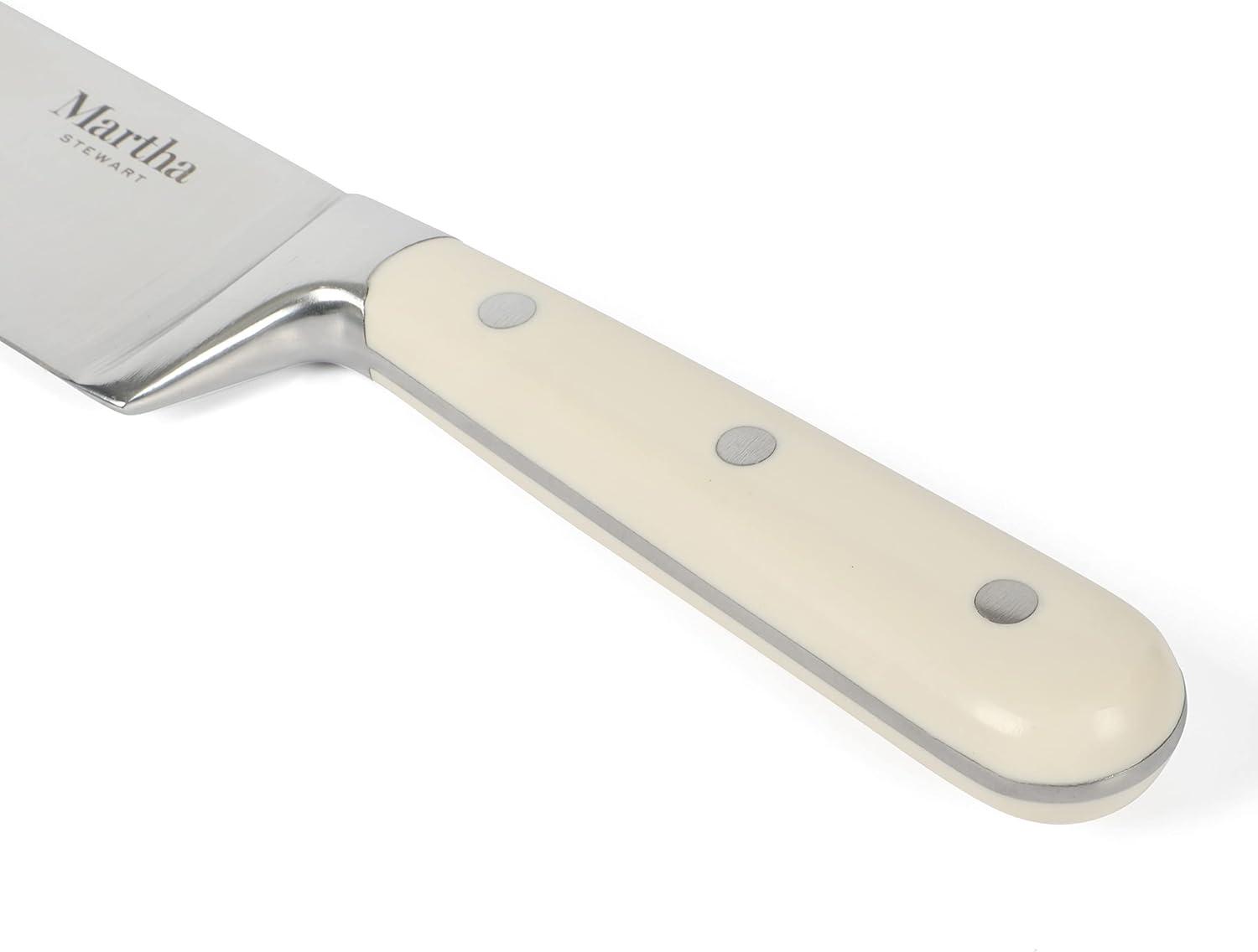 imageMartha Stewart 8 Inch Forged Triple Riveted Stainless Steel Chef Knife Martha BlueLinen Chefs Knife