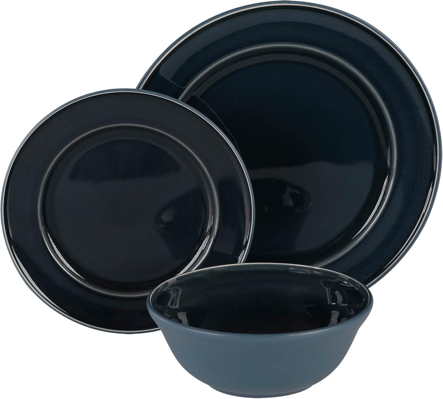 imageMartha Stewart Portillo 12 Piece Reactive Stoneware Dinnerware Set Blue