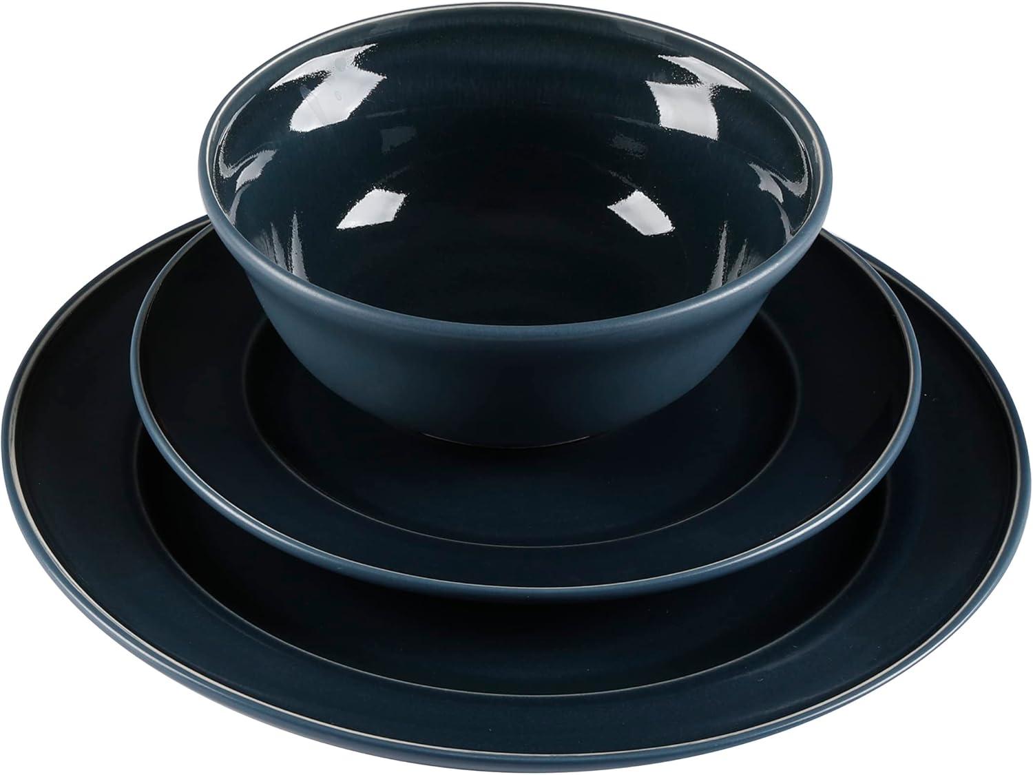 imageMartha Stewart Portillo 12 Piece Reactive Stoneware Dinnerware Set Blue