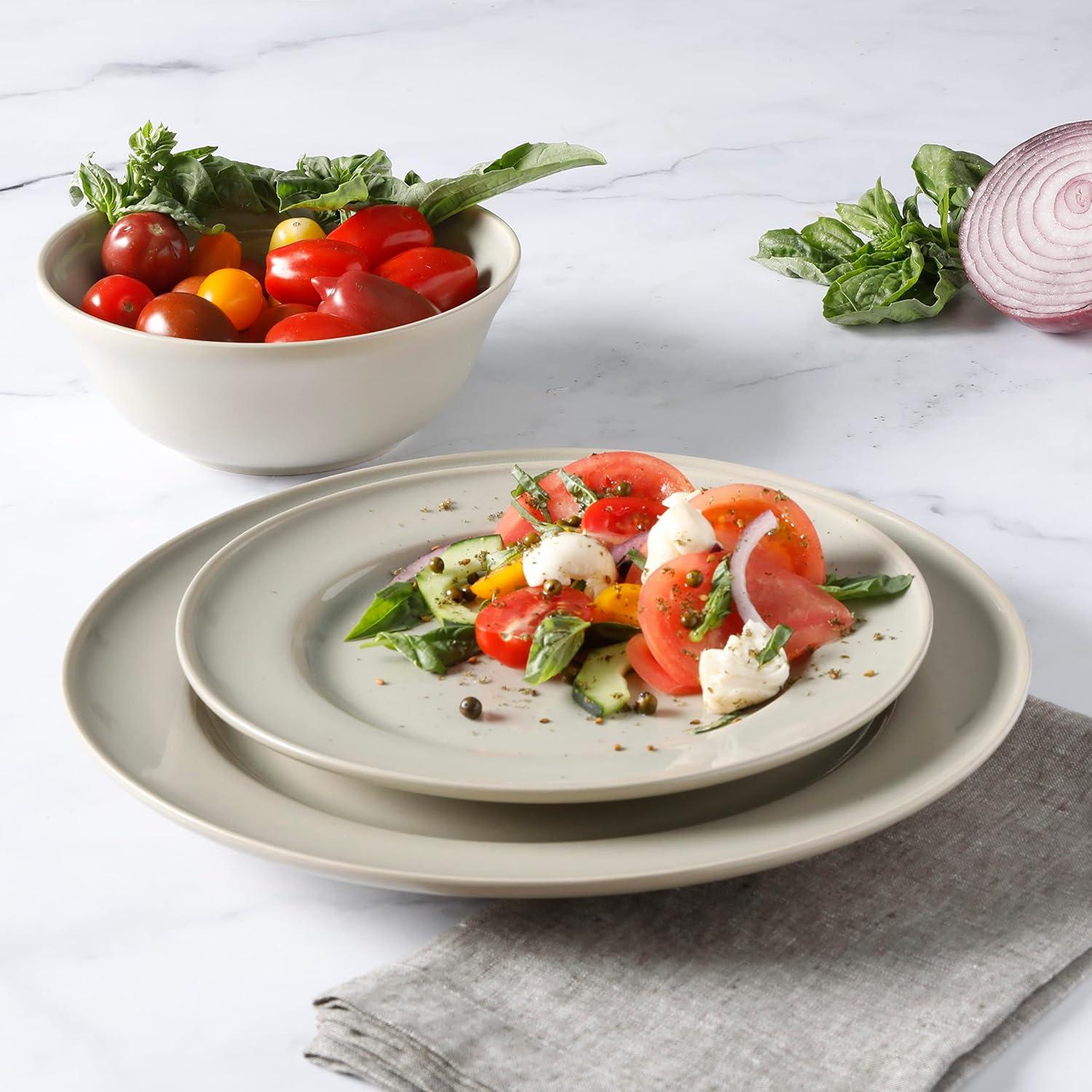 imageMartha Stewart Portillo 12 Piece Reactive Stoneware Dinnerware Set Sharkey Gray