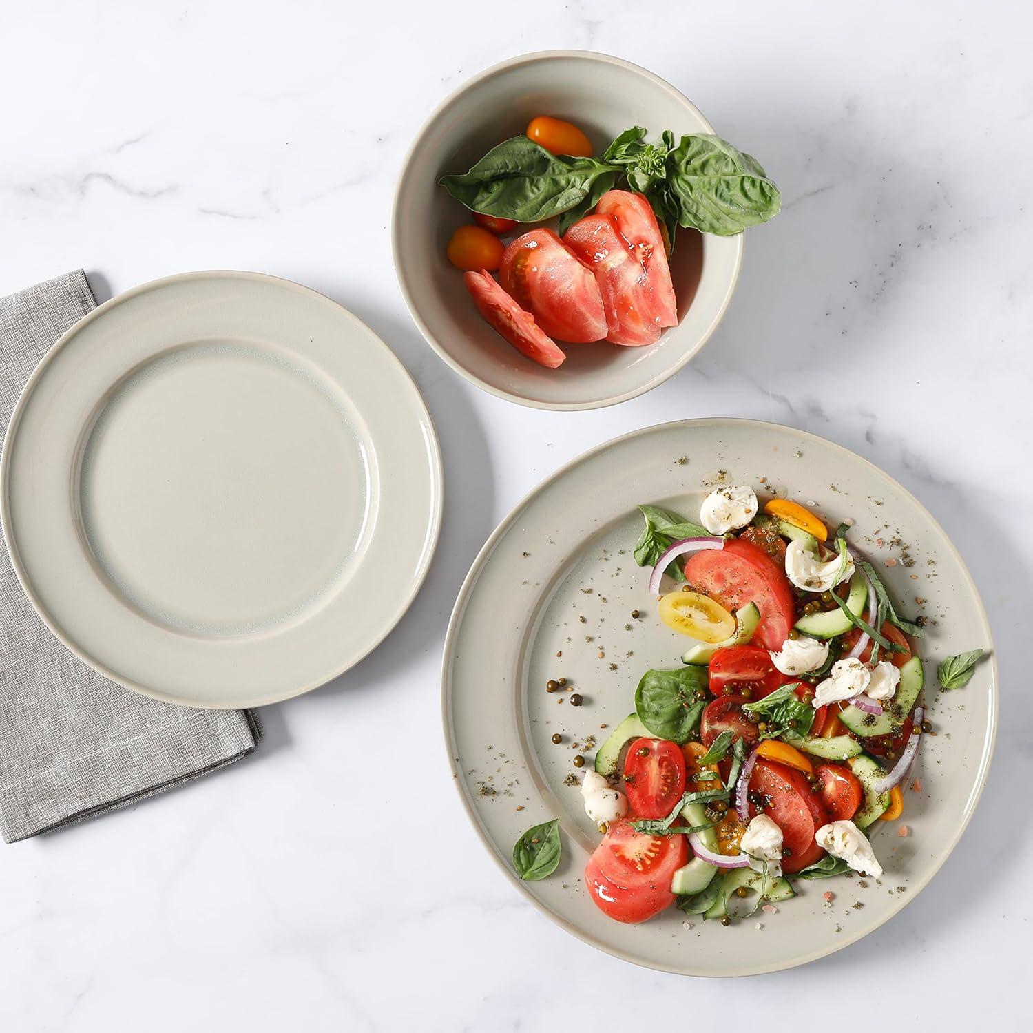imageMartha Stewart Portillo 12 Piece Reactive Stoneware Dinnerware Set Sharkey Gray