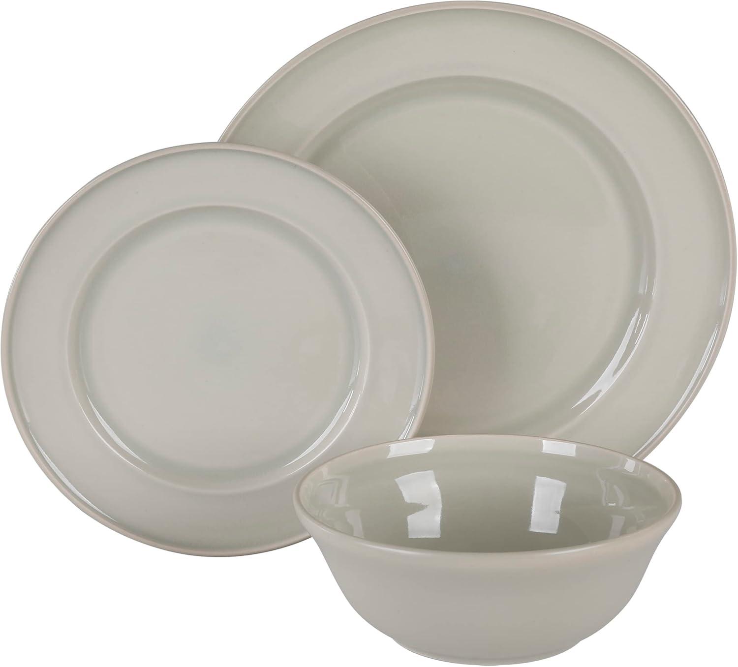 imageMartha Stewart Portillo 12 Piece Reactive Stoneware Dinnerware Set Sharkey Gray