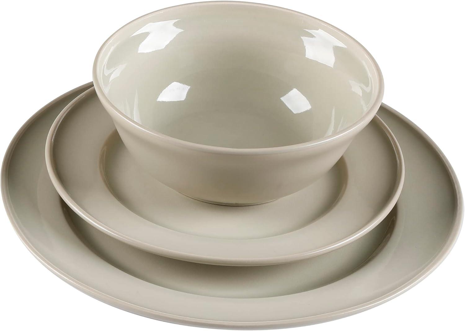 imageMartha Stewart Portillo 12 Piece Reactive Stoneware Dinnerware Set Sharkey Gray