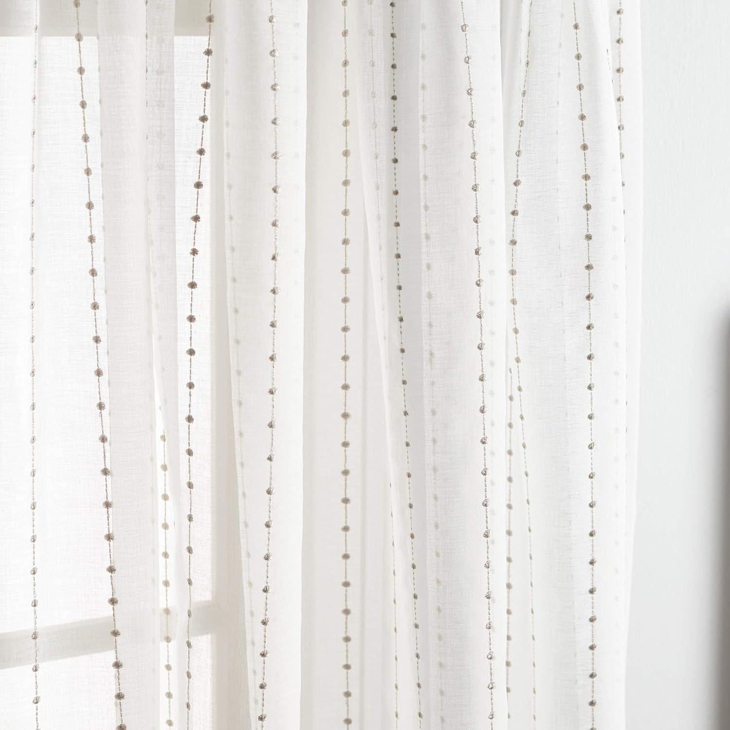 imageMartha Stewart Dot Embroidery Sheer Rod Pocket Window Curtain Panel Pair 84 ChampagneChampagne