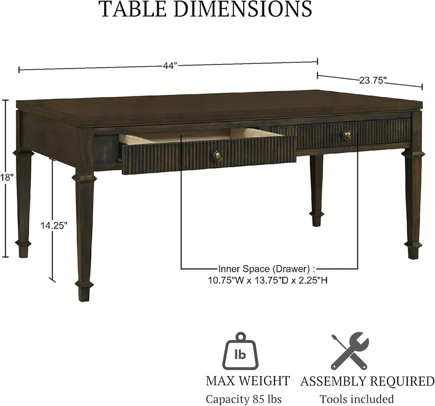 imageMartha Stewart Kena Hall Console Entryway with Storage Fluted Drawers Solid Wood Legs Cottage Inspired Sofa Table Antique Brass Knobs Coastal Living Room Furniture 475 Wide Brown44