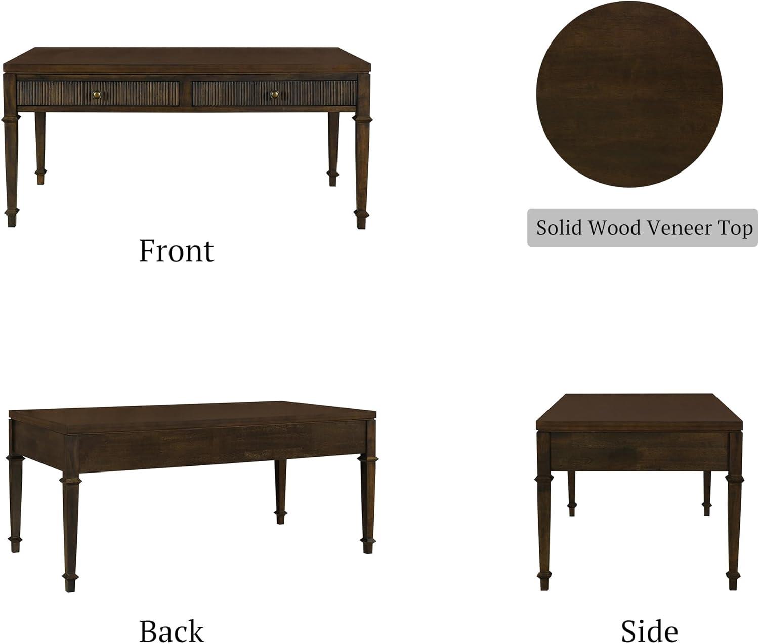 imageMartha Stewart Kena Hall Console Entryway with Storage Fluted Drawers Solid Wood Legs Cottage Inspired Sofa Table Antique Brass Knobs Coastal Living Room Furniture 475 Wide Brown44