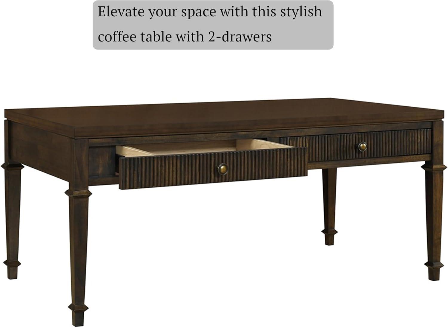 imageMartha Stewart Kena Hall Console Entryway with Storage Fluted Drawers Solid Wood Legs Cottage Inspired Sofa Table Antique Brass Knobs Coastal Living Room Furniture 475 Wide Brown44