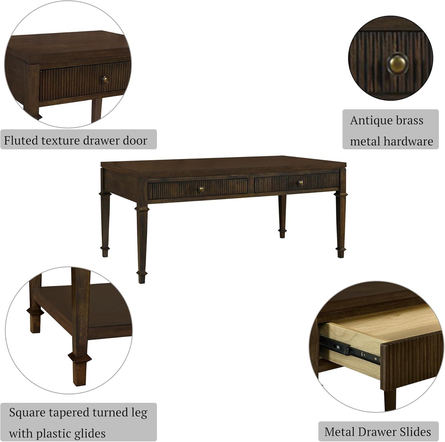 imageMartha Stewart Kena Hall Console Entryway with Storage Fluted Drawers Solid Wood Legs Cottage Inspired Sofa Table Antique Brass Knobs Coastal Living Room Furniture 475 Wide Brown44
