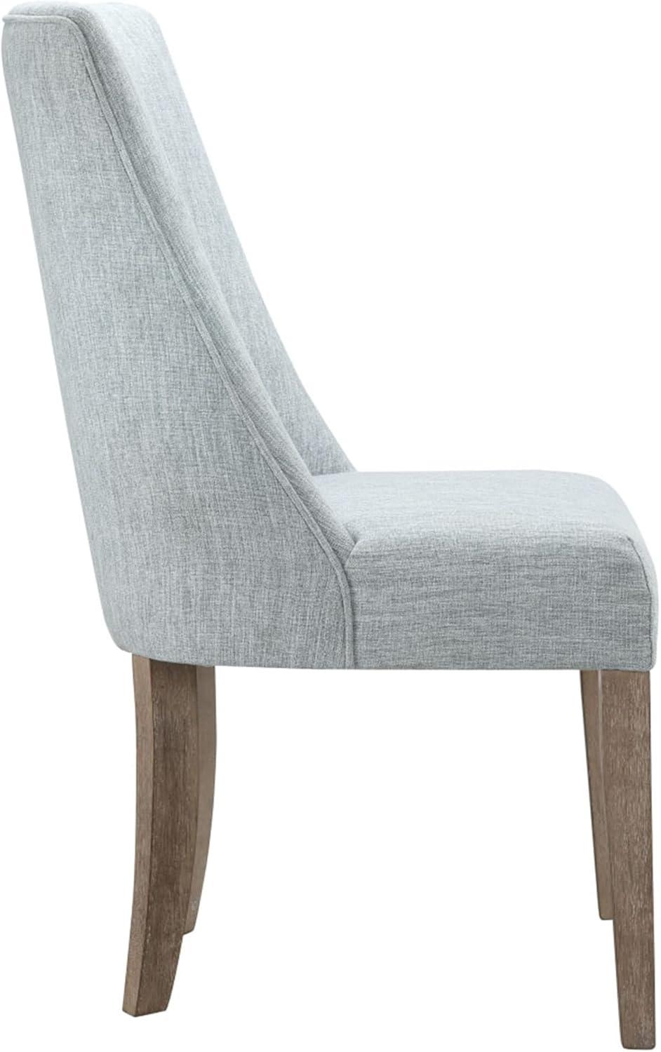 imageMartha Stewart Winfield Upholstered High Back Accent Dining Chairs Set of 2 Padded Seat Solid Wood Legs Chambray Jacquard Textured Fabric Cottage Farmhouse for Kitchen Room Light GreyWinfield Light Blue