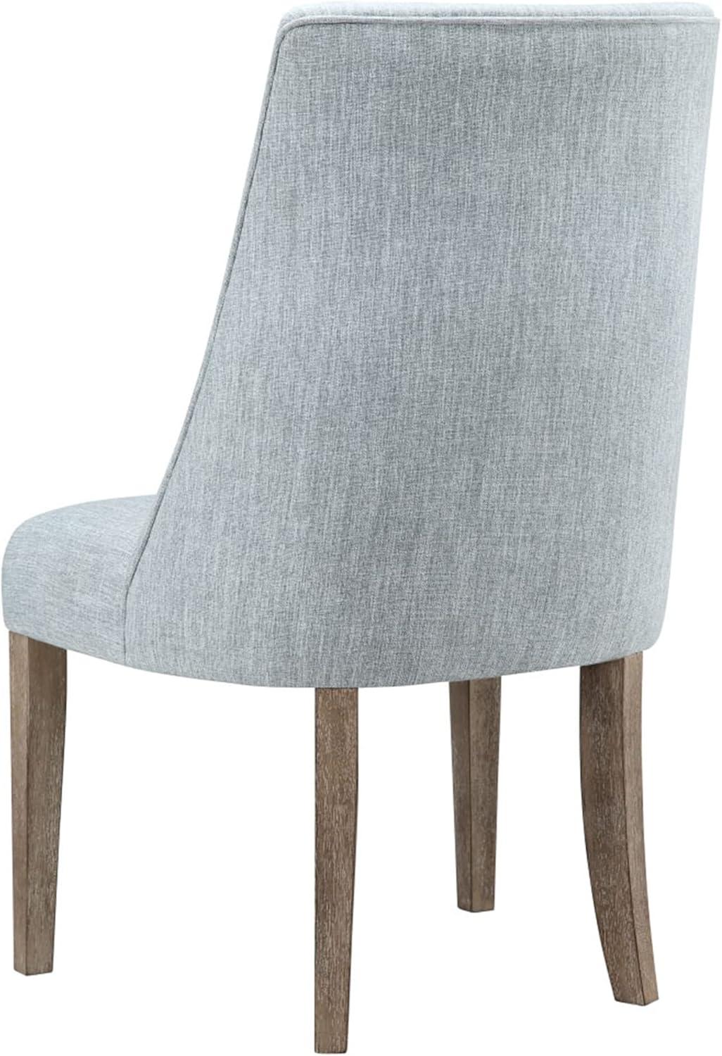 imageMartha Stewart Winfield Upholstered High Back Accent Dining Chairs Set of 2 Padded Seat Solid Wood Legs Chambray Jacquard Textured Fabric Cottage Farmhouse for Kitchen Room Light GreyWinfield Light Blue