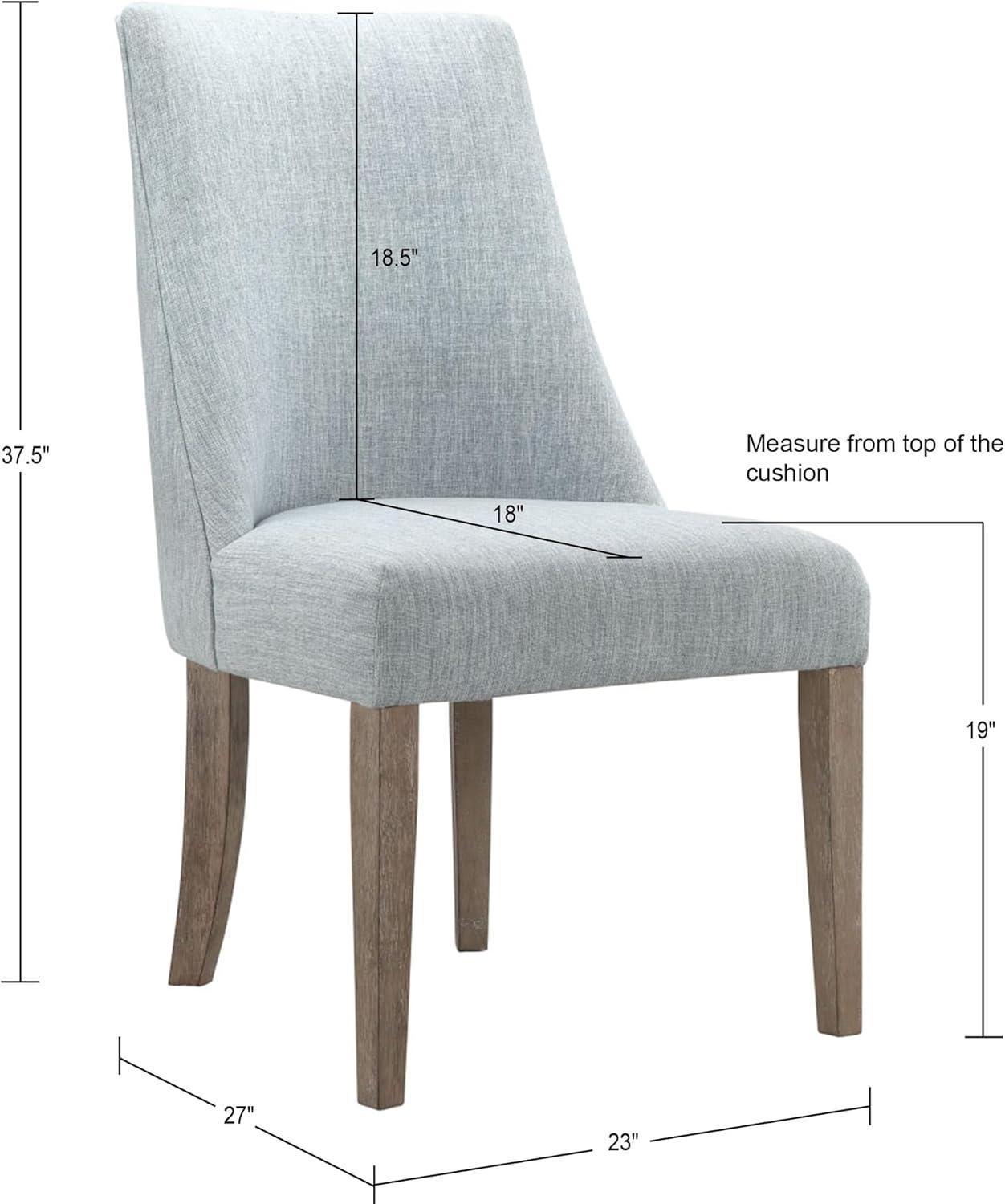 imageMartha Stewart Winfield Upholstered High Back Accent Dining Chairs Set of 2 Padded Seat Solid Wood Legs Chambray Jacquard Textured Fabric Cottage Farmhouse for Kitchen Room Light GreyWinfield Light Blue