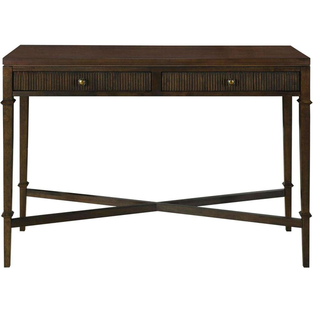 imageMartha Stewart Kena Hall Console Entryway with Storage Fluted Drawers Solid Wood Legs Cottage Inspired Sofa Table Antique Brass Knobs Coastal Living Room Furniture 475 Wide Brown475