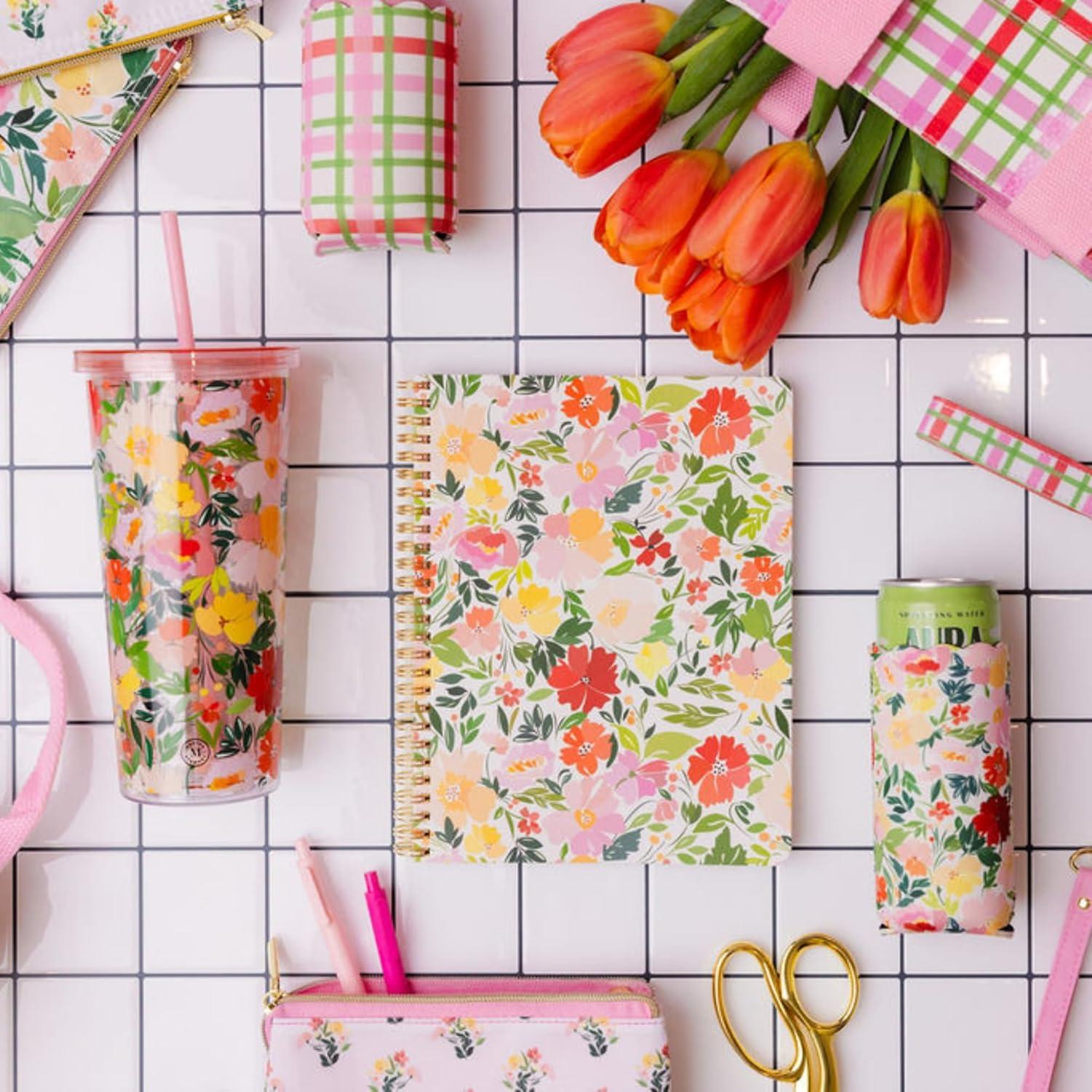imageMartha Stewart Accessories Pouch with Zipper Closure 6 x 775 MultiPocket Organizer for Office Supplies Toiletries Makeup Travel Essentials with 2 Interior Zip Pockets Sunshine Bouquet