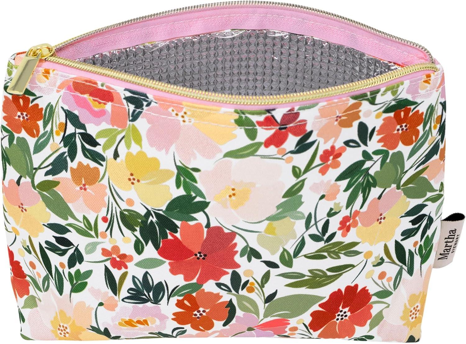 imageMartha Stewart Floral Insulated Snack Bag Keeper Set of 2 with Zipper Reusable Thermal Sandwich Bag Holder for Lunch Durable Stylish Lunch Bag Accessory Floral