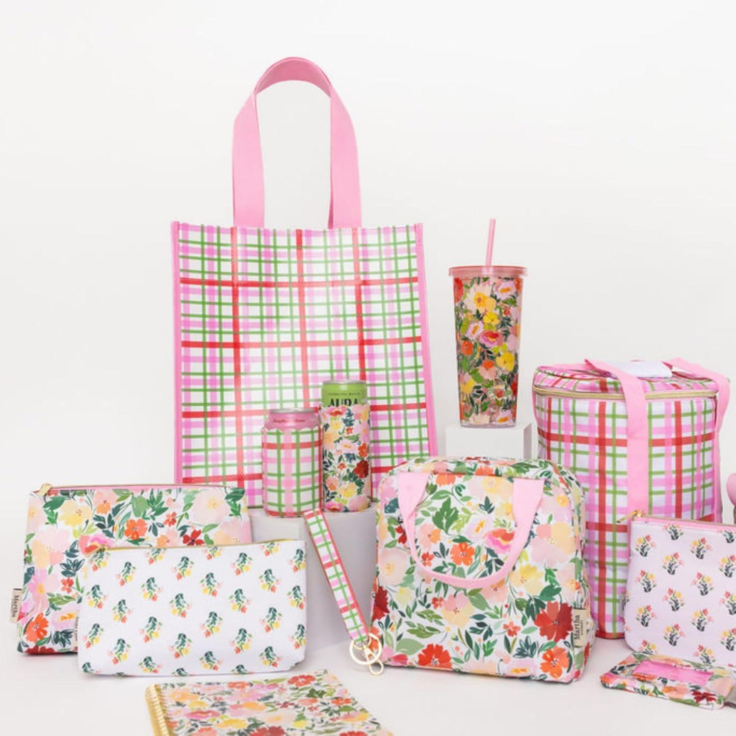 imageMartha Stewart Floral Insulated Snack Bag Keeper Set of 2 with Zipper Reusable Thermal Sandwich Bag Holder for Lunch Durable Stylish Lunch Bag Accessory Floral