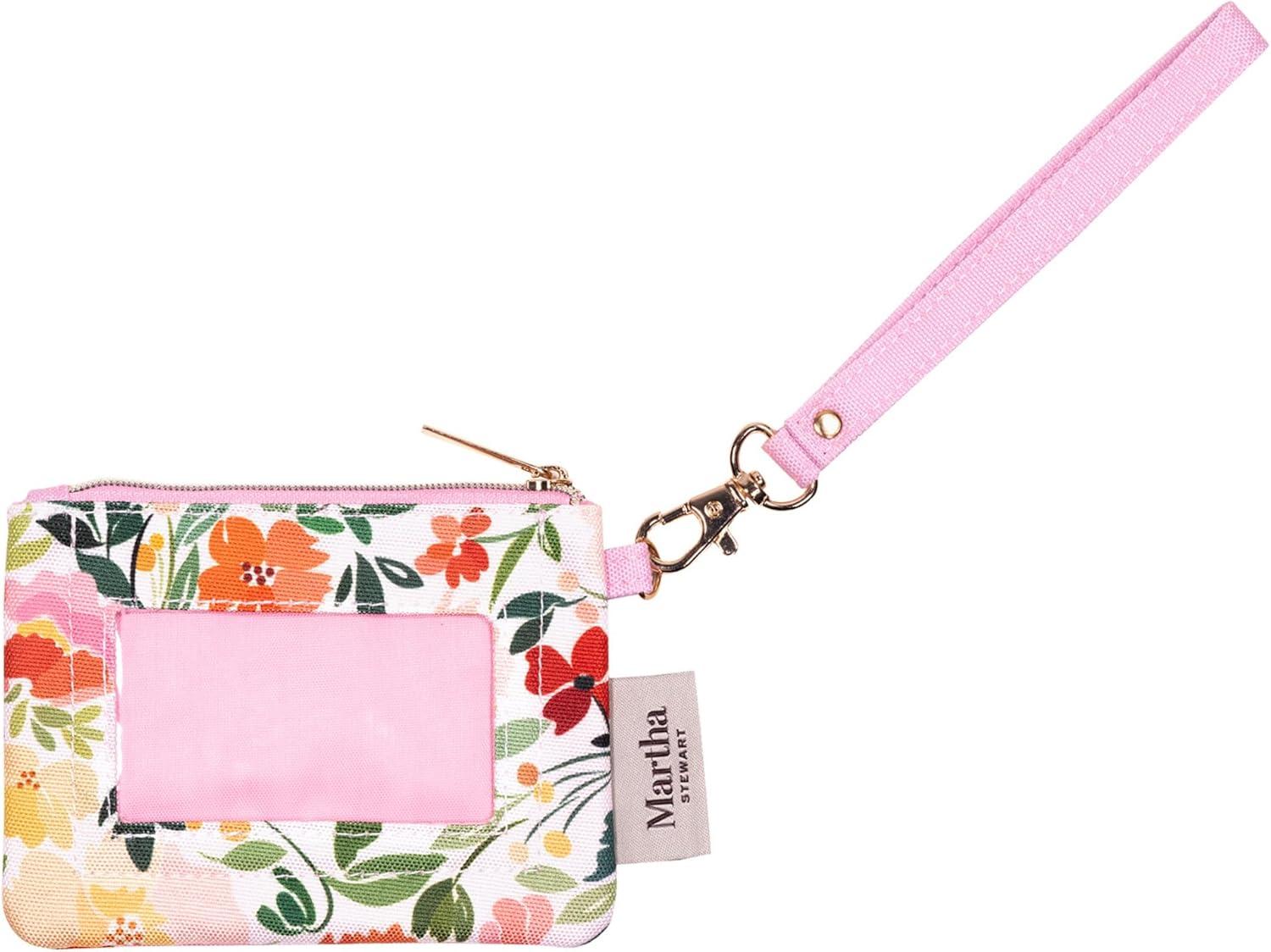 imageMartha Stewart ID Zipper Wallet with Wristlet for Women Cute Identification Badge Holder for Teachers and Nurses Floral