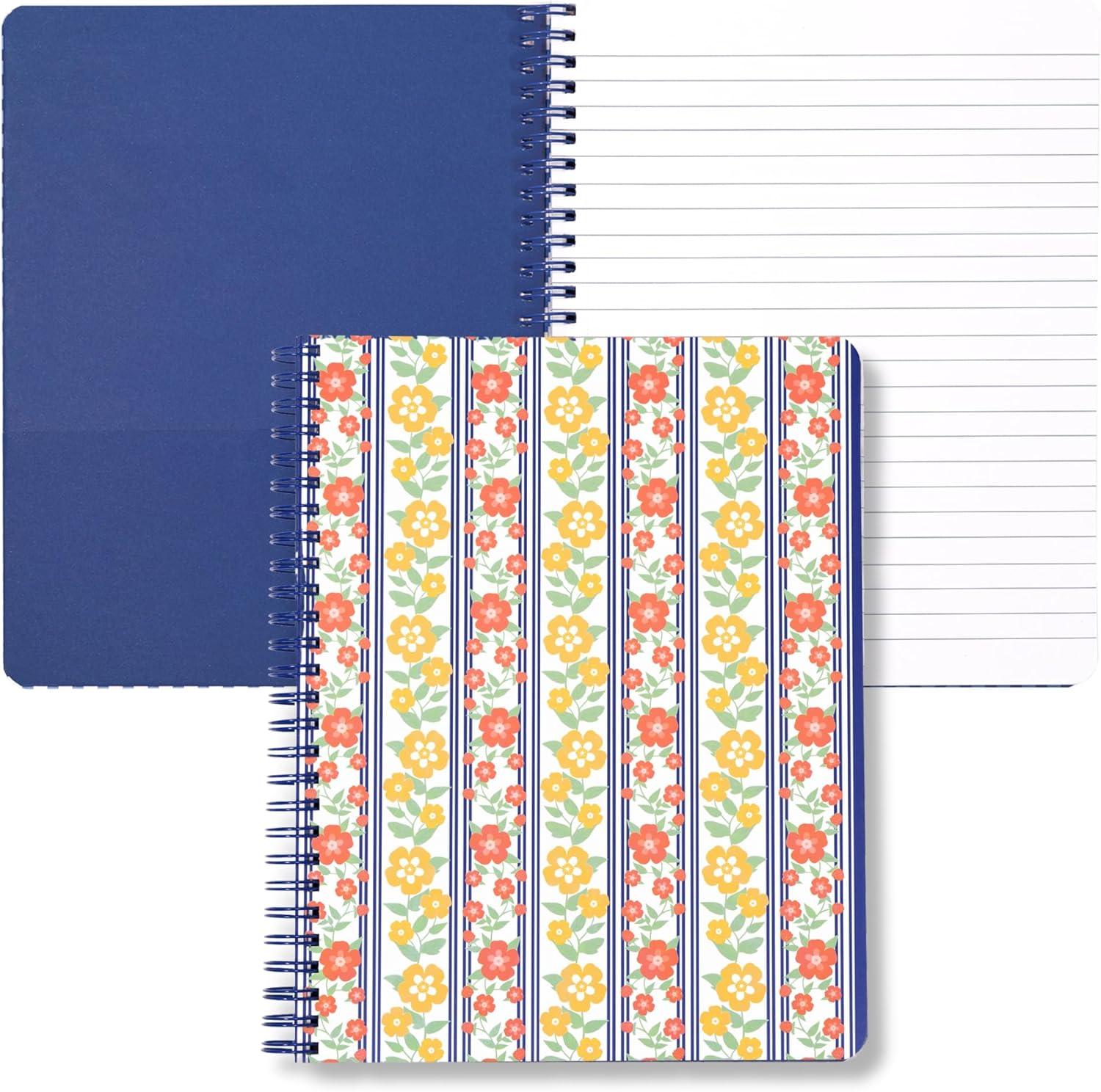 imageMartha Stewart Mini Spiral Notebook 7x9 Journaling Notebook with 160 Lined Pages and Perforated TearOuts Convenient Interior Pocket for Notes FloralFloral Stripe