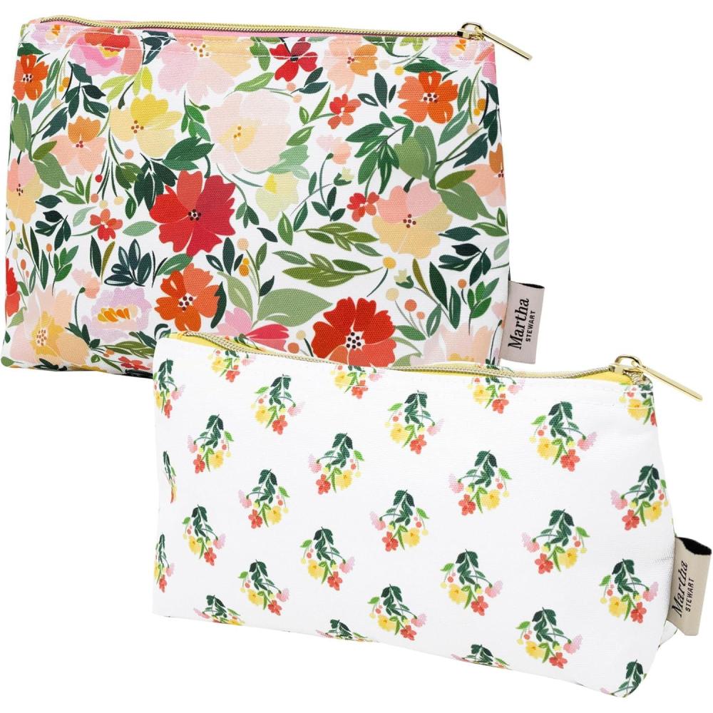 imageMartha Stewart Floral Insulated Snack Bag Keeper Set of 2 with Zipper Reusable Thermal Sandwich Bag Holder for Lunch Durable Stylish Lunch Bag Accessory Floral