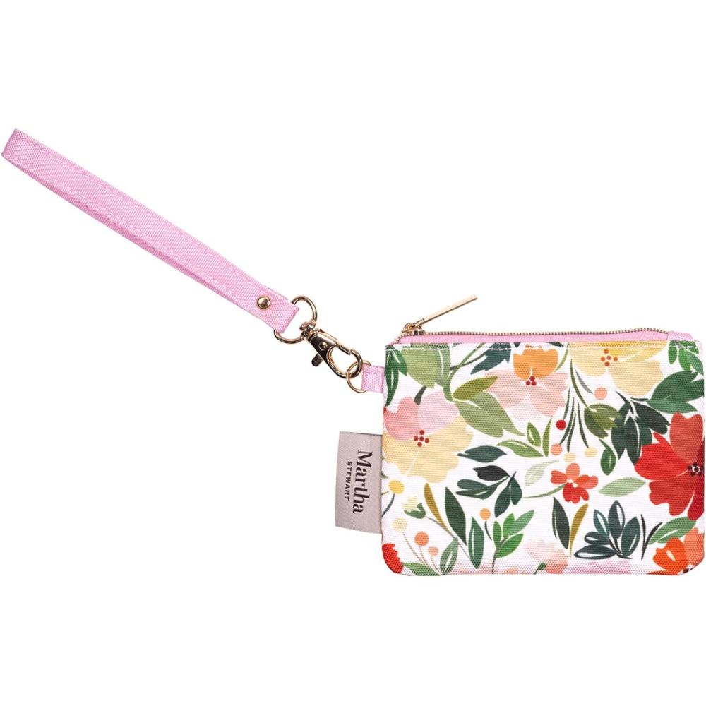 imageMartha Stewart ID Zipper Wallet with Wristlet for Women Cute Identification Badge Holder for Teachers and Nurses Floral