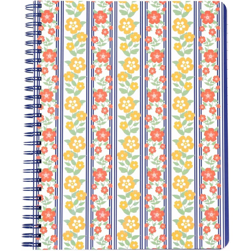 imageMartha Stewart Mini Spiral Notebook 7x9 Journaling Notebook with 160 Lined Pages and Perforated TearOuts Convenient Interior Pocket for Notes FloralFloral Stripe