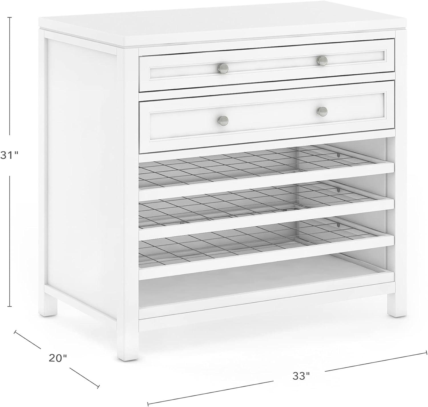 imageMartha Stewart Crafting Kids Art Storage with Drying Racks Linen White Wooden Artwork Organizer with Removable Wire Racks and Paint Drip PanLinen White