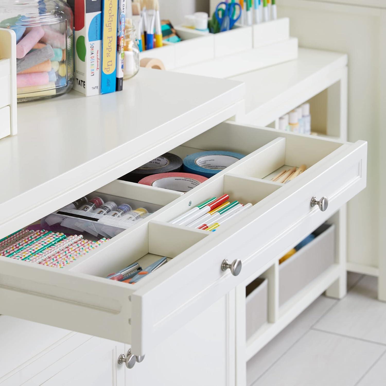 imageMartha Stewart Crafting Kids Artwork Storage Linen White Wooden Art Supply Storage Cabinet with Drawers Crafting Organization for Paper and ToolsLinen White