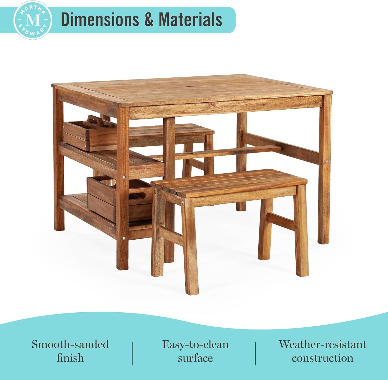 imageMartha Stewart Kids Outdoor Craft Table and 2 Bench Set Acacia Wood Activity Desk wCrate Caddy and Storage Shelves Kids Play amp Picnic Table wBenches for Backyard Patio Outdoor Classrooms