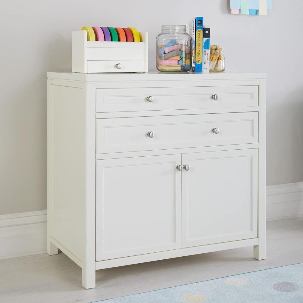 imageMartha Stewart Crafting Kids Artwork Storage Linen White Wooden Art Supply Storage Cabinet with Drawers Crafting Organization for Paper and ToolsLinen White