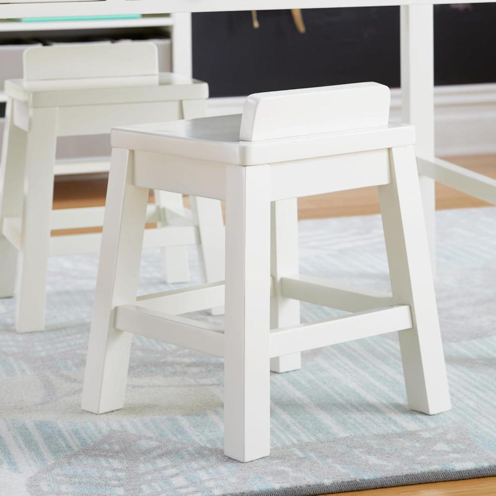 imageMartha Stewart Crafting Kids Stools Set of 2 Linen White Wooden Chairs for Kids Activity Table with 15Inch Seat Height 2 Matching AntiTip ChairsLinen White