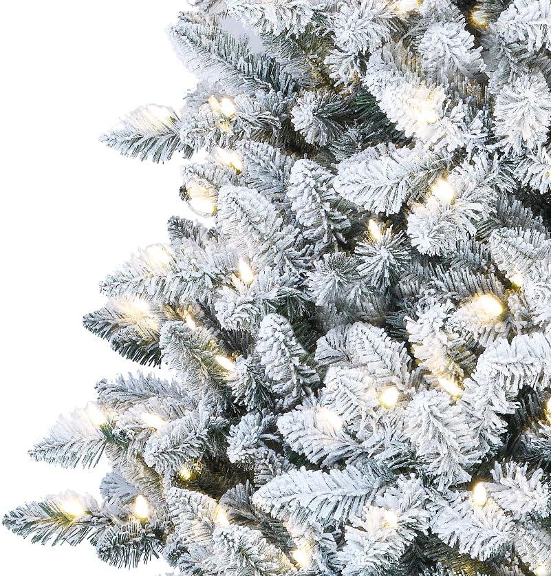 imageMartha Stewart Acadia Spruce Flocked Tree with 300 LED Lights 65 Feet Tall
