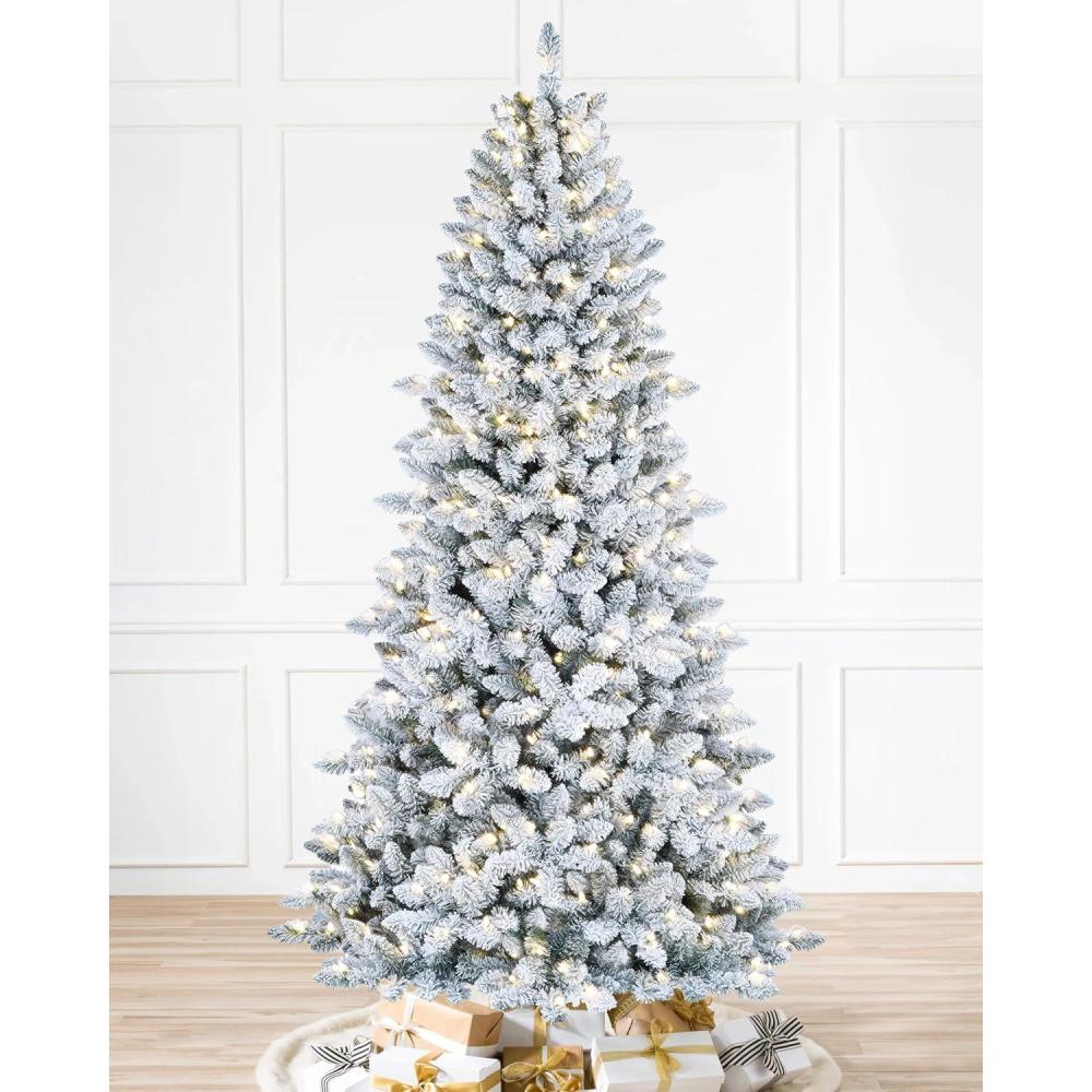 imageMartha Stewart Acadia Spruce Flocked Tree with 300 LED Lights 65 Feet Tall