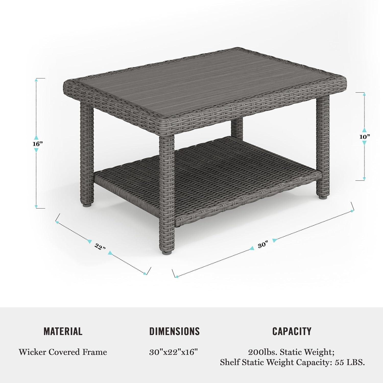 imageMartha Stewart Bedford 4Piece IndoorOutdoor Conversation Set with Sofa 2 Accent Chairs and Coffee Table in Gray Rattan Wicker with Gray AllWeather CushionsGray CushionsGray Frame