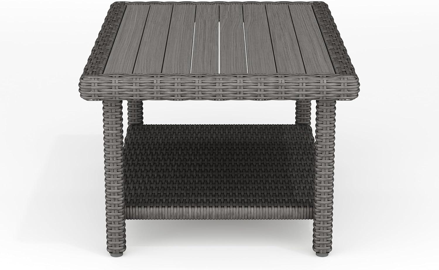 imageMartha Stewart Bedford 4Piece IndoorOutdoor Conversation Set with Sofa 2 Accent Chairs and Coffee Table in Gray Rattan Wicker with Gray AllWeather CushionsGray CushionsGray Frame