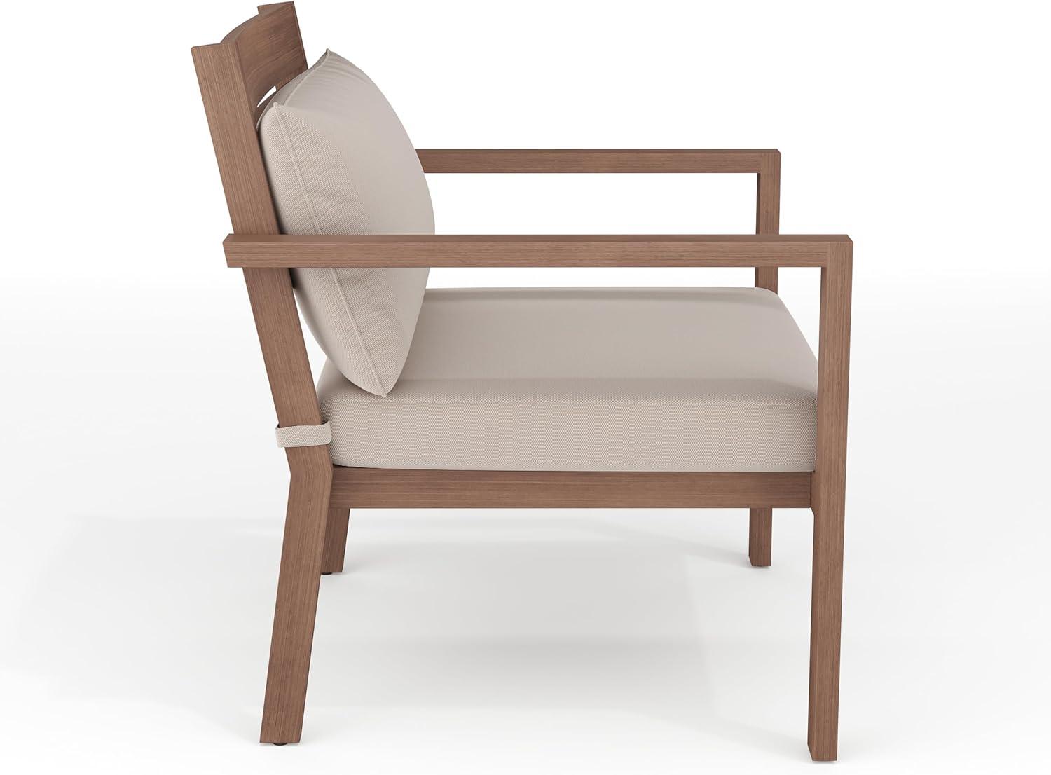 imageMartha Stewart Bedford IndoorOutdoor Aluminum Patio Accent Chairs with Brushed Woodgrain Finish in Gray and Gray AllWeather Cushions Set of 2Brown