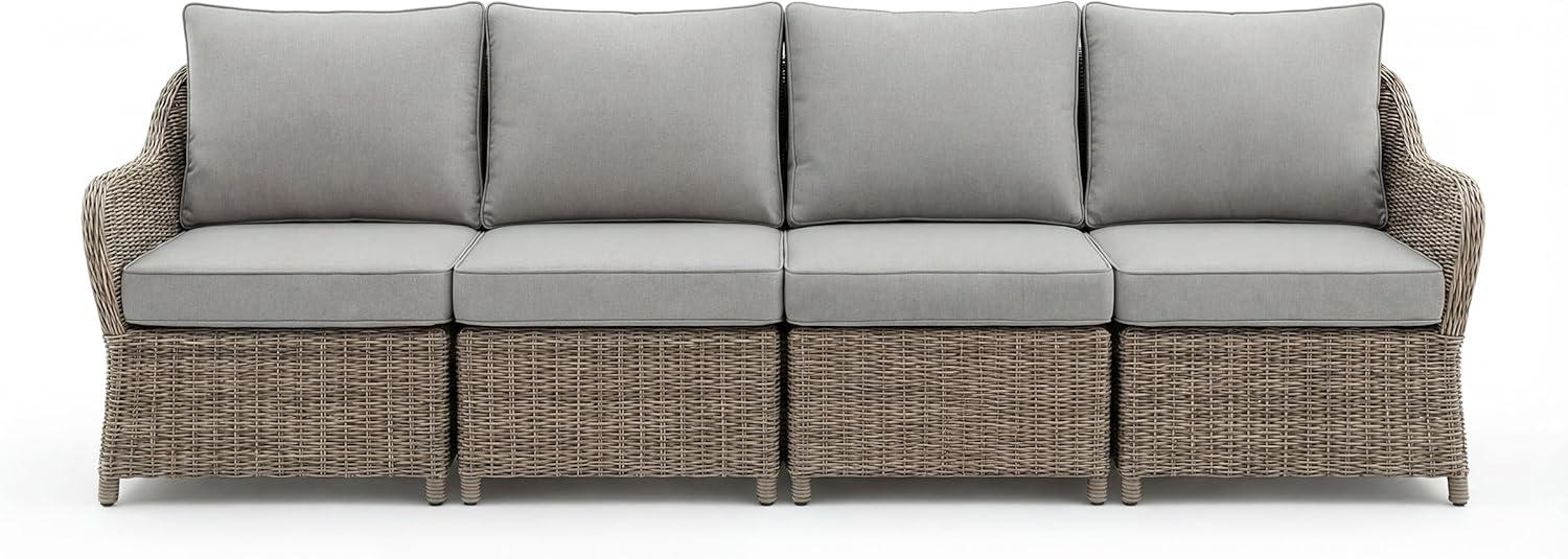 imageMartha Stewart Lily Pond IndoorOutdoor 4Seat Patio Sofa in Weathered Gray Rattan Wicker AllWeather Gray Back and Seat Cushions 300 Lb Static Weight Per Seat