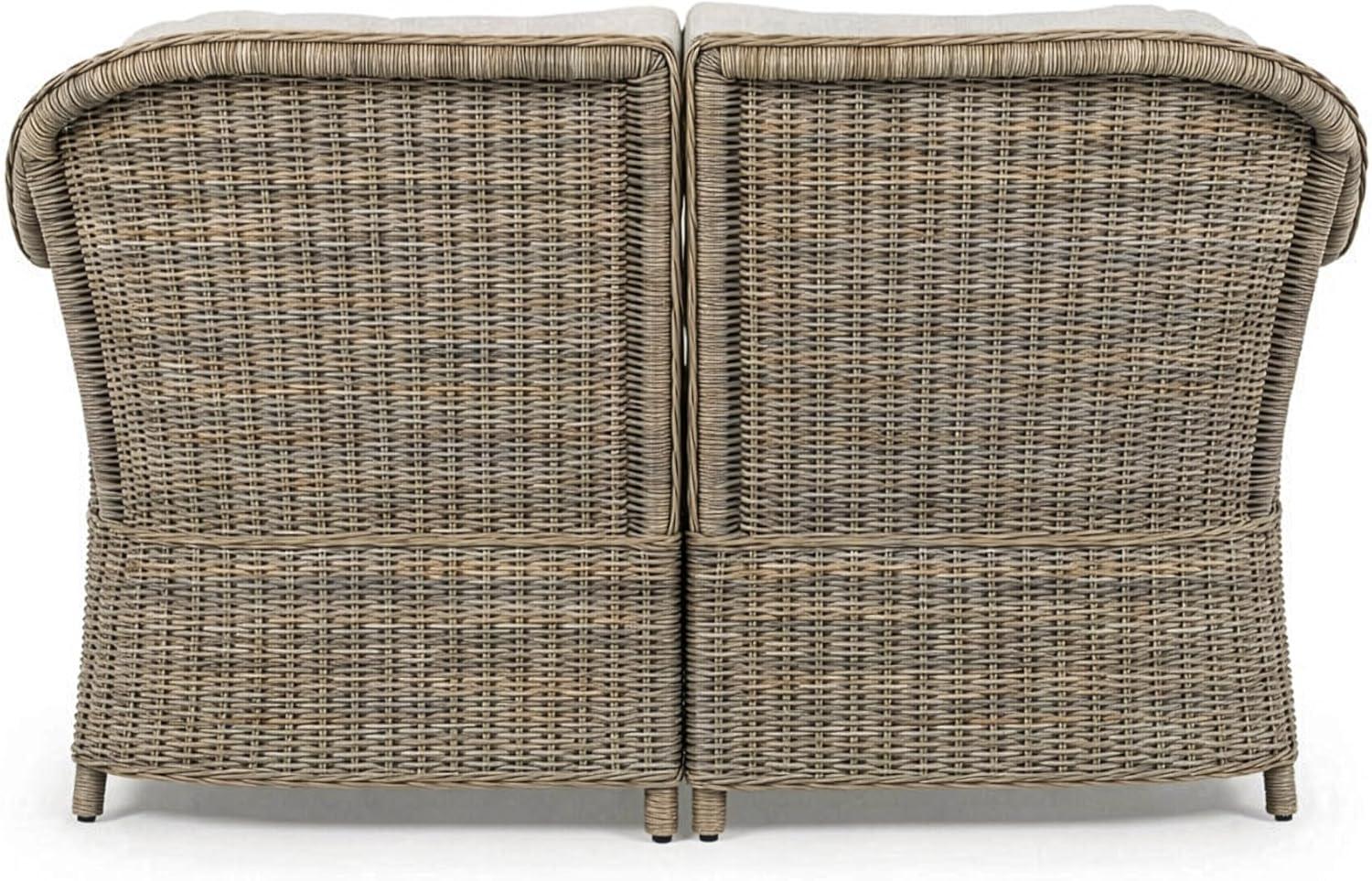 imageMartha Stewart Lily Pond IndoorOutdoor Patio Loveseat in Weathered Gray Rattan Wicker with AllWeather Gray Back and Seat Cushions 300 Lb Static Weight Per Seat