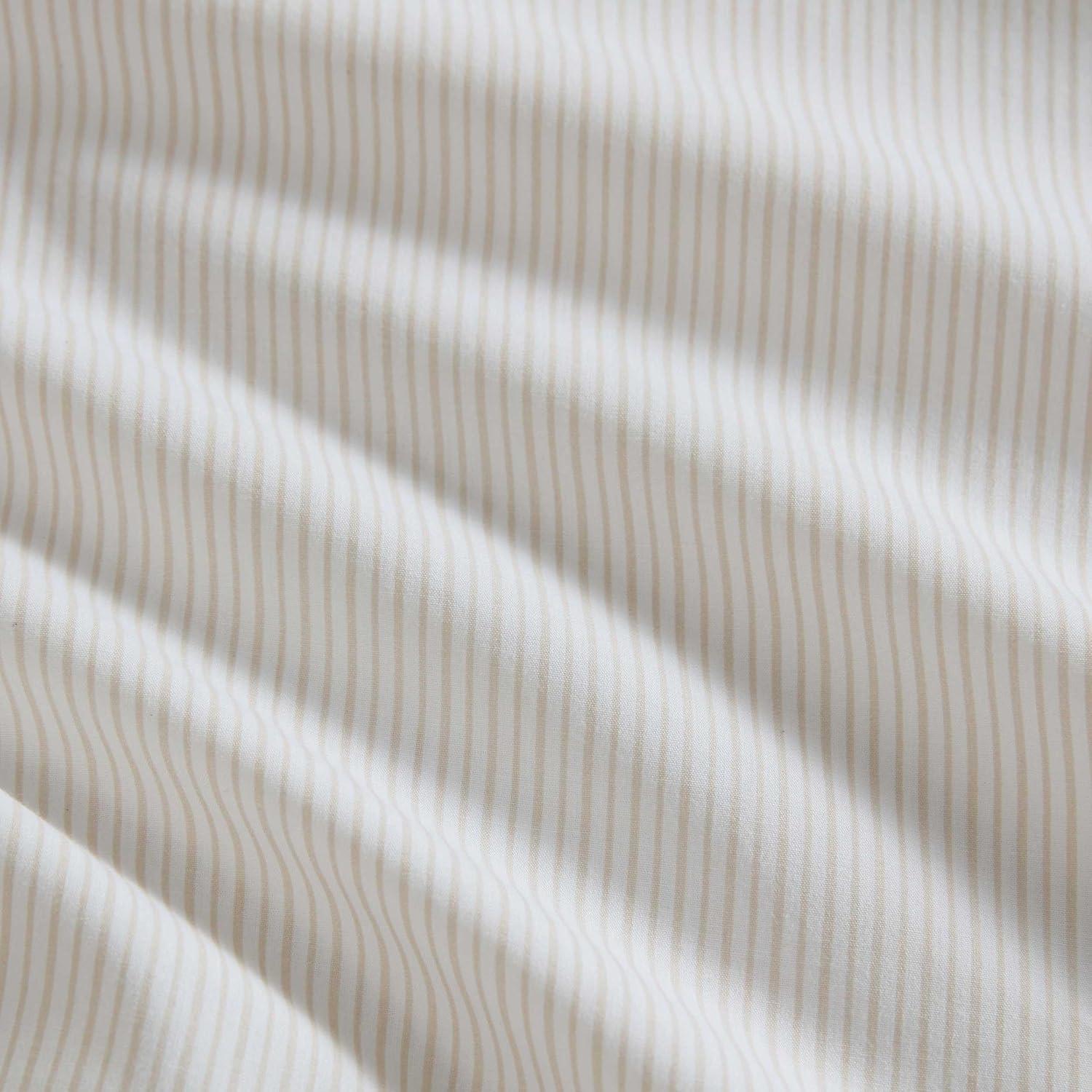 imageMartha Stewart Twin Size Sheet Set Crisp amp Tailored Sheets with a Smooth Cotton Percale Feel Striped Bed Sheets with Matching Pillowcase amp Fitted Sheet Leaf Trellis BeigeStripe White