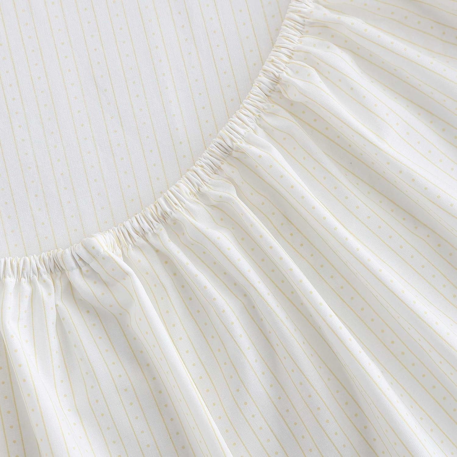imageMartha Stewart Twin Size Sheet Set Crisp amp Tailored Sheets with a Smooth Cotton Percale Feel Striped Bed Sheets with Matching Pillowcase amp Fitted Sheet Leaf Trellis BeigeDottie Stripe Yellow