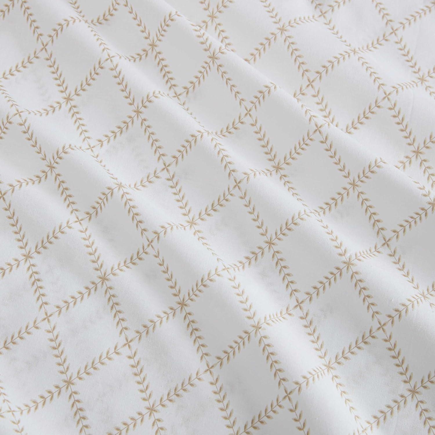 imageMartha Stewart Twin Size Sheet Set Crisp amp Tailored Sheets with a Smooth Cotton Percale Feel Striped Bed Sheets with Matching Pillowcase amp Fitted Sheet Leaf Trellis BeigeLeaf Trellis Beige